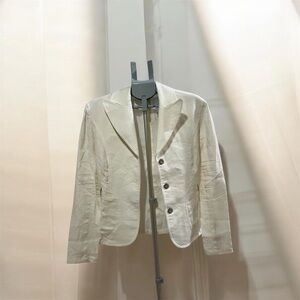 Tailored Cream Button-Front Blazer Jacket